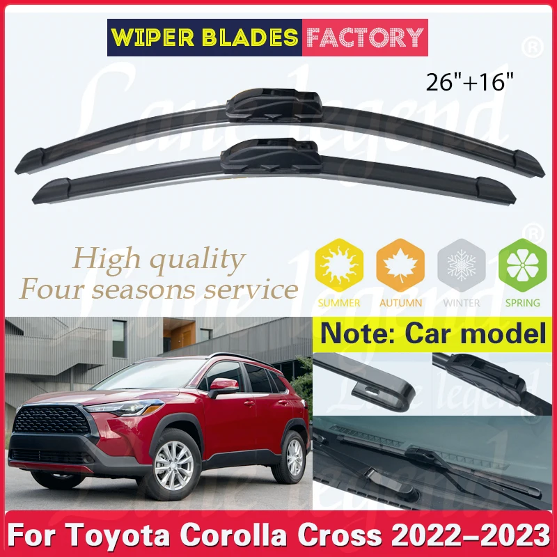 

For Toyota Corolla Cross 2022 - 2023 Car Wiper Blade Front Window Windshield Windscreen Wiper Car Accessories U Hook Arm 26"+16"