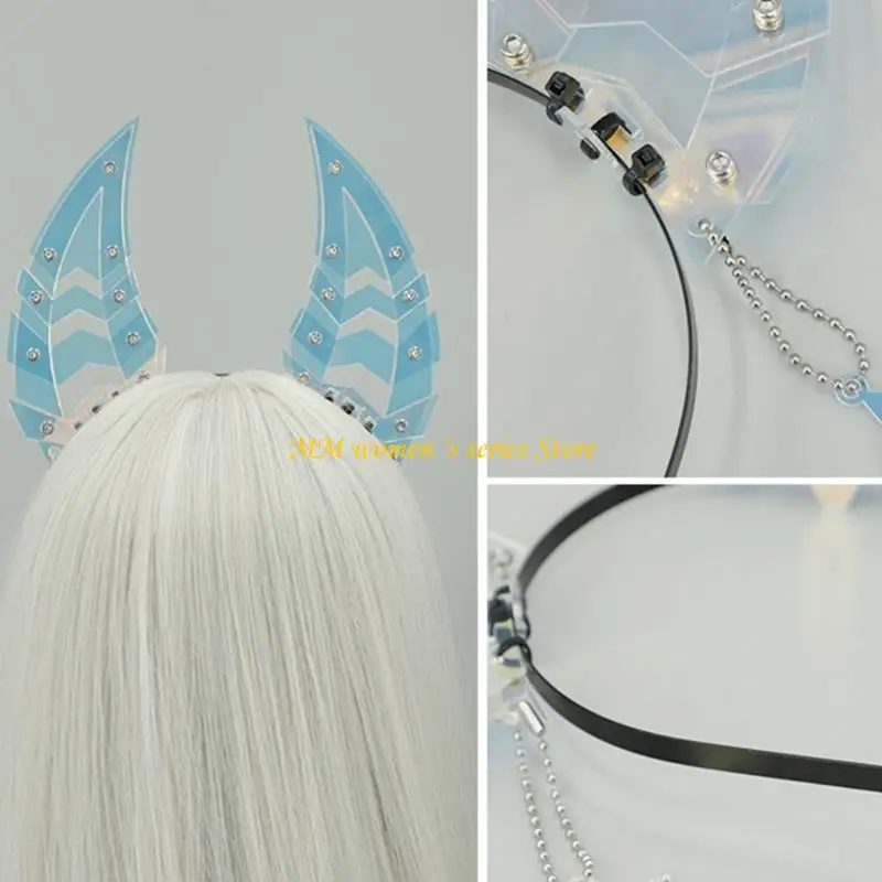 

Q39C Techwear Devil Ear Hairhoop for Women Teens Roleplay Punk Anime Headband Cosplay Costume Props Animation Hairband
