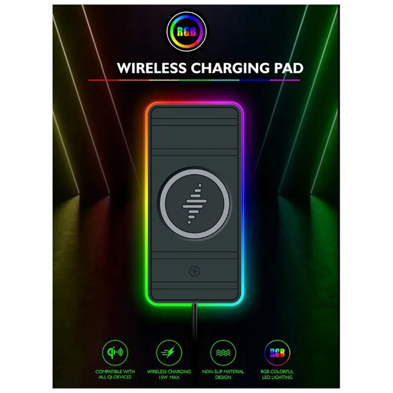 Car Wireless Charger With Breathing Light RGB Car Anti-Slip Pad Wireless Charging Suitable For Apple Spare Parts