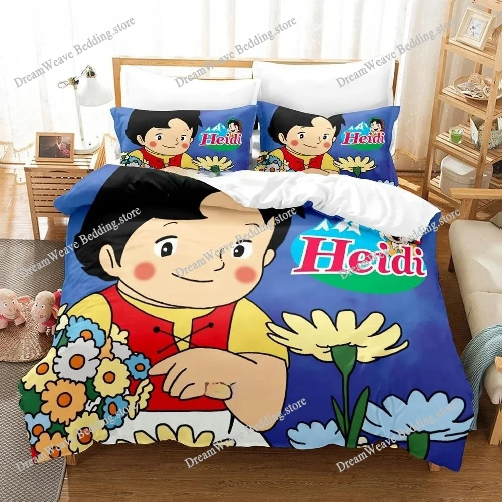 

3D Print Anime Heidi, Girl of The Alps Bedding Set Single Twin Full Queen King Size Bed Set Adult Kid Bedroom Duvet Cover Sets