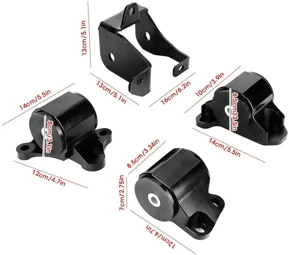Kit di montaggio motore scambio motore a 2 bulloni per Honda Civic B16 B18 D16 EK 1996-2000 Alluminio nero