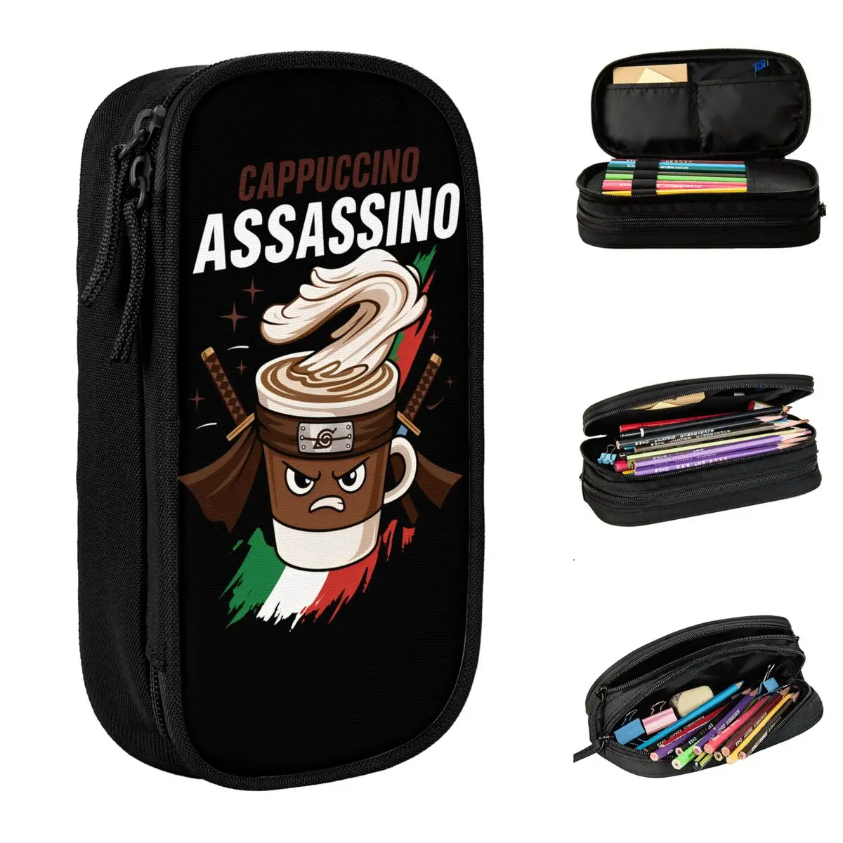

Cappuccino Assassino Italian Brainrot Pencil Case Students Cute Pencil Box Pattern School Pencil Cases Stationery Organizer Gift