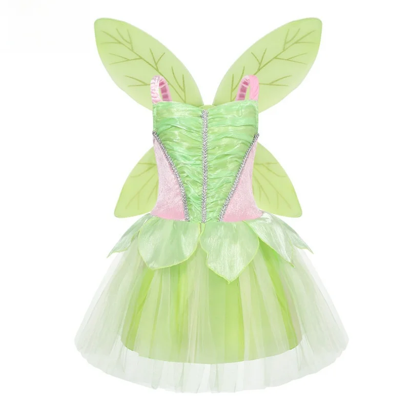 Maravilloso disfraz de hada Tinker Bell, personaje de dibujos animados, Peter Pan, elfo, falda de princesa para niños, disfraz étnico para escenario