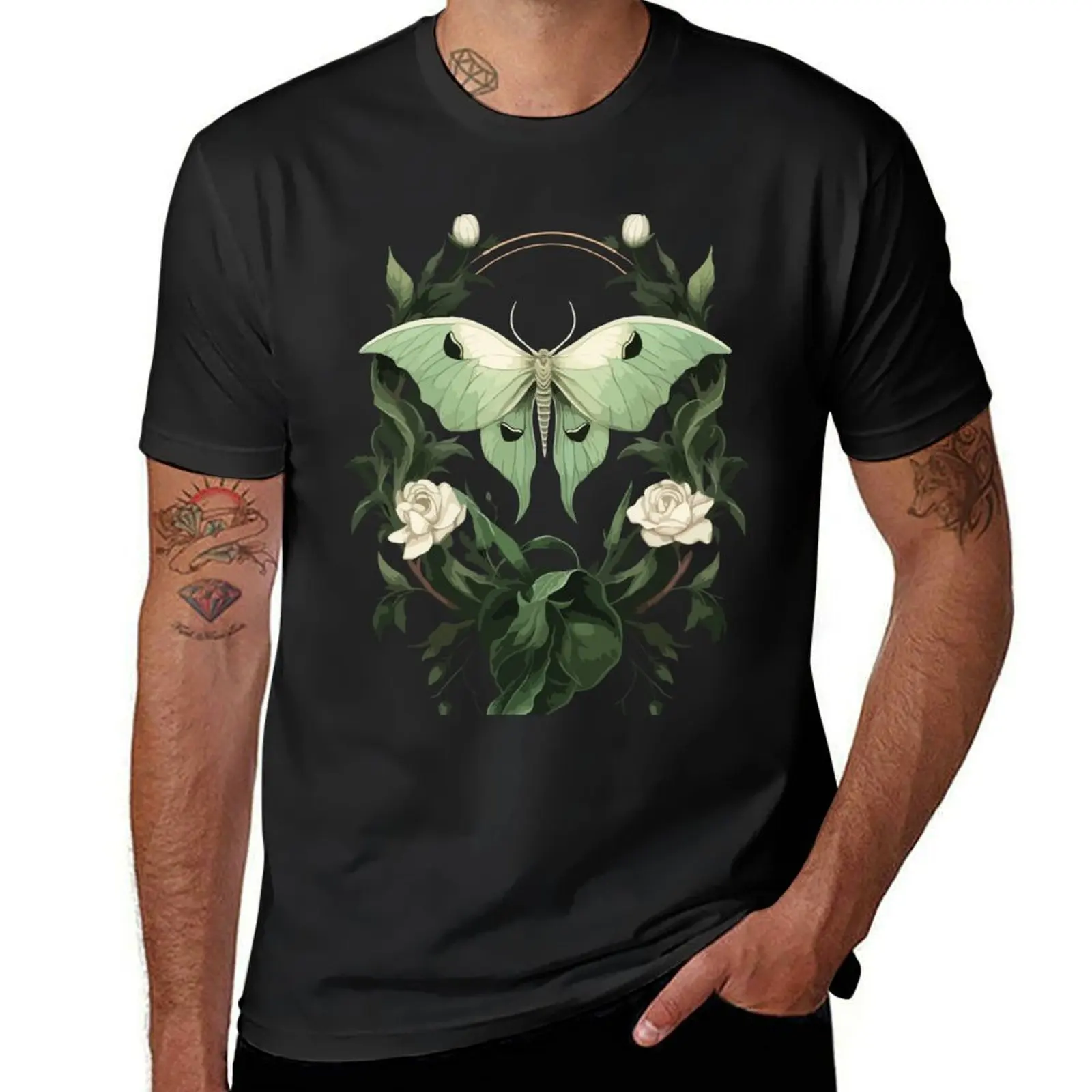 Green Luna Moth T-Shirt sublime Short sleeve tee boys whites mens t shirts casual stylish