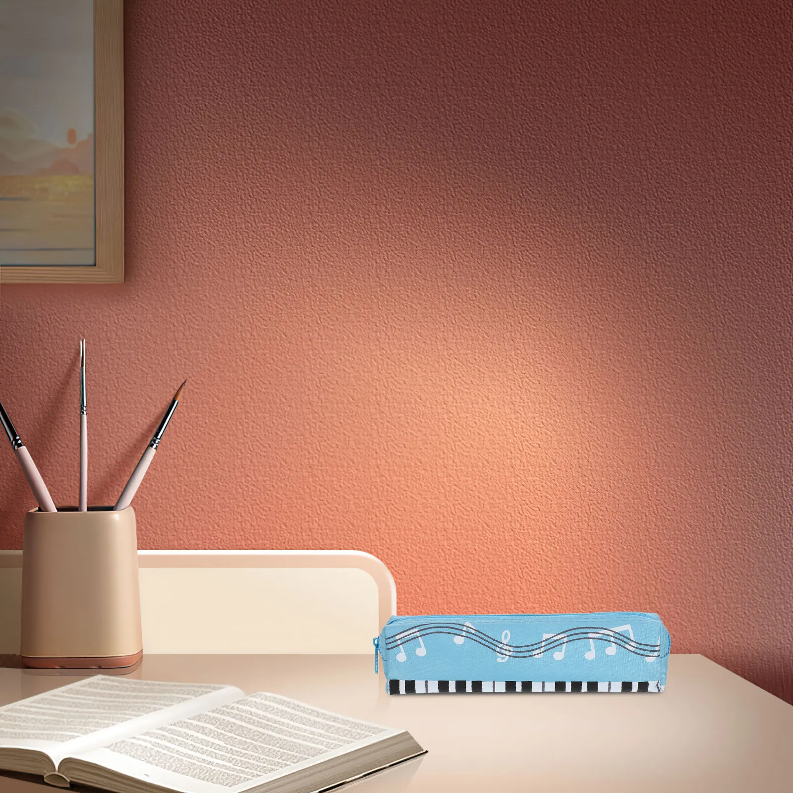 

4Pcs Students Pencil Bag Piano Pattern Pen Pouch Spacious Stationery Organizer Pencil Case for Girls Students Pen Pouch