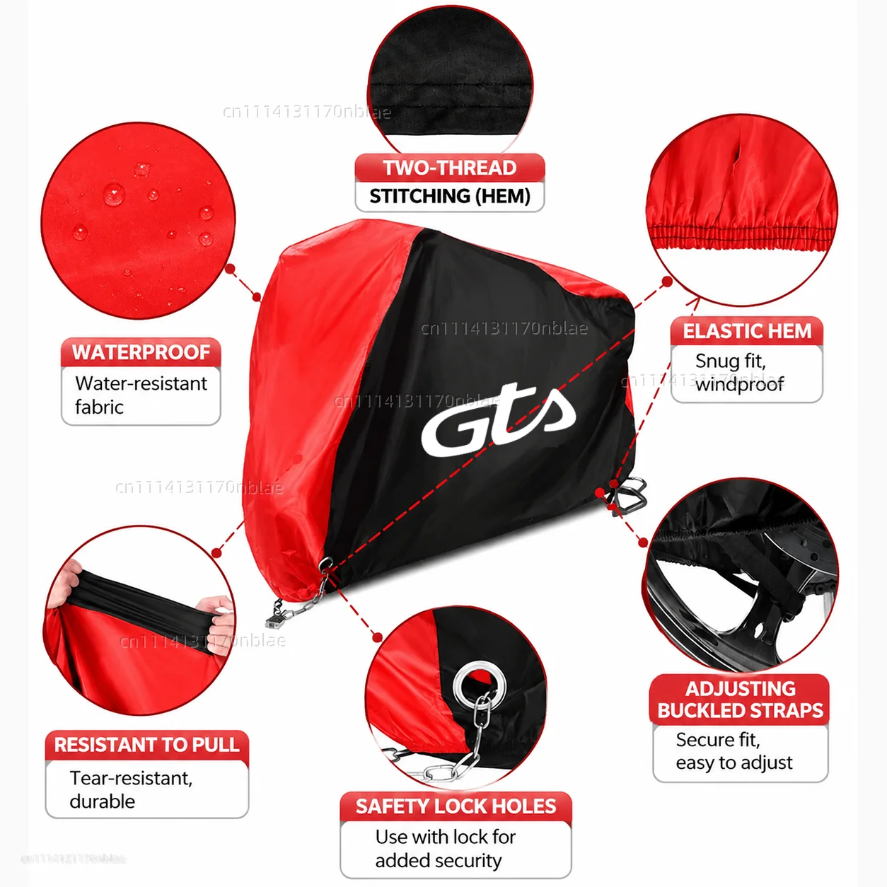 For Vespa GTS 125 150 300 Super 300 Super300 GTV 125 GTV 250 GTV 300 210D Motorcycle Cover Waterproof Dustproof UV Cover view 5