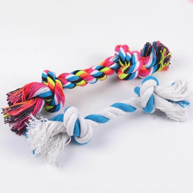 

1pcs19cm Dog Toys Dog Cat Durable Braided Bone Rope Toy Tooth Cleaning Care Puppy Cotton Chew Knot Toy pet supplies Dropshipping