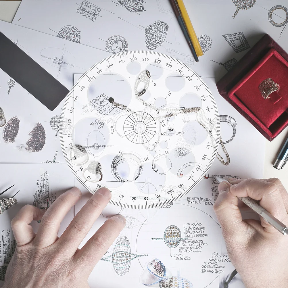 8Pcs 360 Degree Protractor Multi-Function Circle Drawing Tool Practical for Architects Builders Students Engineering Projects