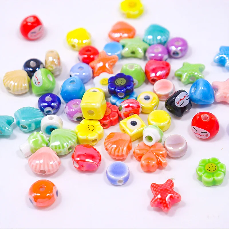 Mini Colored Ceramic Beads For Jewelry Making DIY Earring Bracelet Necklace Starfish Shell Shape Ceramic Jewelry Accessories