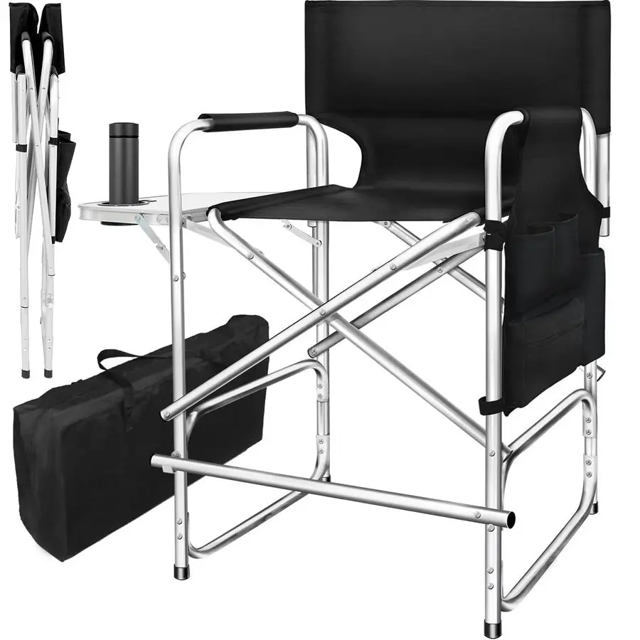 Makeup Chair for Makeup Artist 41 Tall Folding Directors Chair Makeup Artist Chair for Clients Directors Chair with Side Table