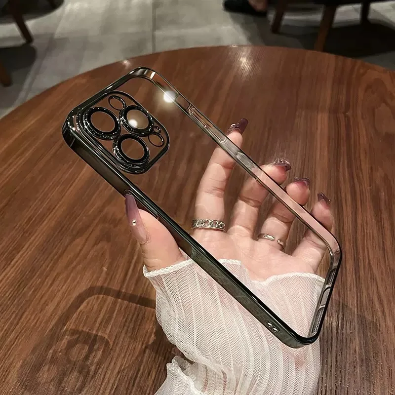 아이폰 16 15 14 13 12 11 Pro Max Plus 16Pro용 카메라 보호 도금 베젤 고급 폰 케이스 커버 쉘