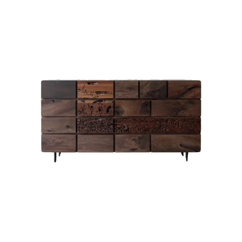 Creative wabi-sabi wind multi-chest modern simple storage chest side cabinet multi-drawer black walnut