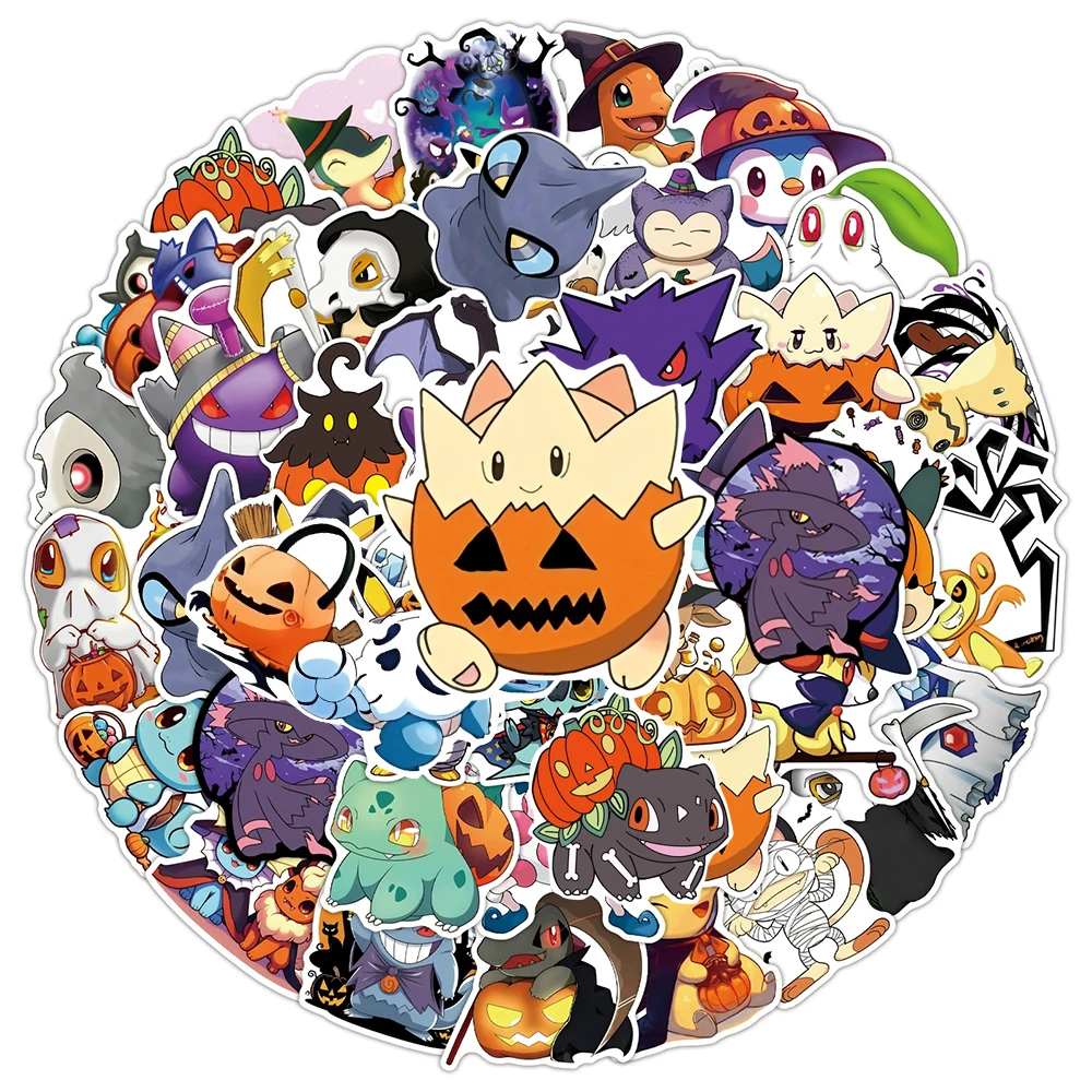 10/30/50 Stück Gothic Pokemon Cartoon Aufkleber Halloween Pikachu Charmander Anime Sticker Spielzeug Wasserdichte Graffiti Schreibwaren Laptop – Detail 3