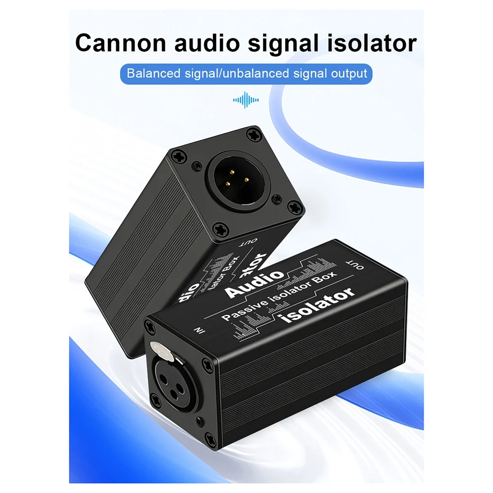 6.35/XLR Audio Isolator Mixer Noise Cancellation Audio Current Acoustic Filter Audio Noise Reducer Audio Isolator 6.35mm