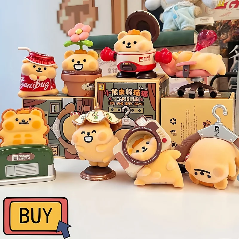 

Top Toy Little Bear Bug Hide Seek Cat Series Plush Figurine Trendy Play Blind Box Caixa Caja Anime Action Figure Toys Xmas Gifts