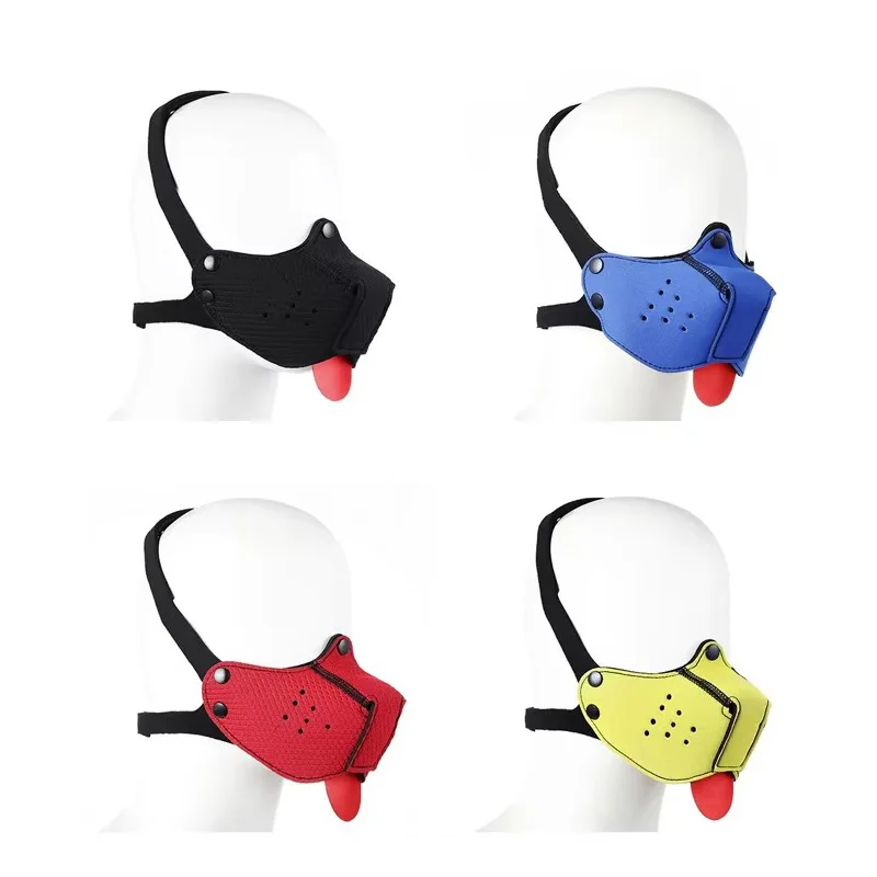 4 Colors Sexy Dog BDSM Bondage Puppy Play Hoods With Detachable Nose Slave Pup Mask Fetish SM Flirting Game Toys For Erotic Hood