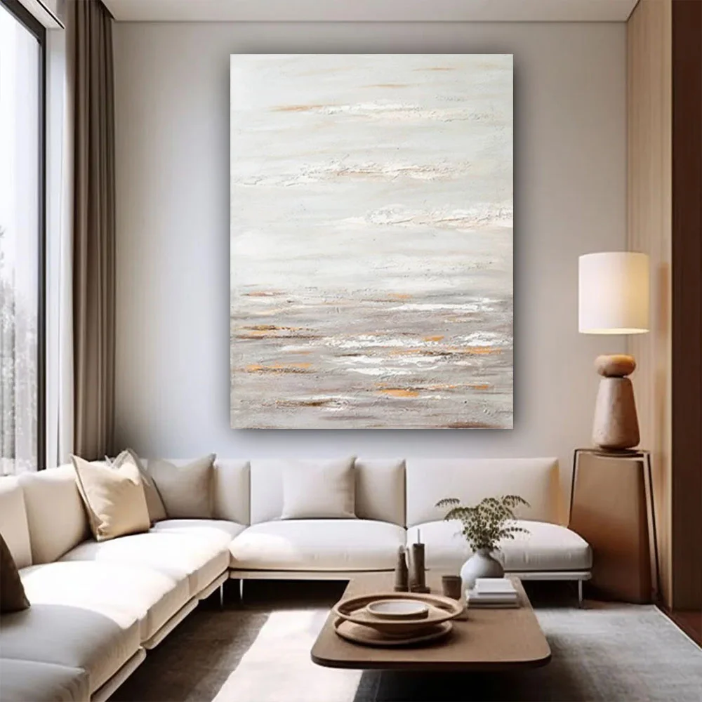 

100% hand drawn white abstract oil painting original wall painting home living room decoration paint interior aesthetics