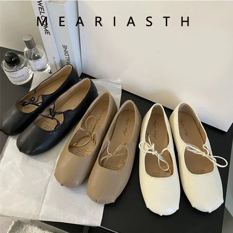 

Meariasth 2024, осенние женские туфли на плоской подошве, модные туфли Мэри Джейн с круглым носком, неглубокие туфли без шнуровки, мягкие уличные модельные туфли на плоском каблуке