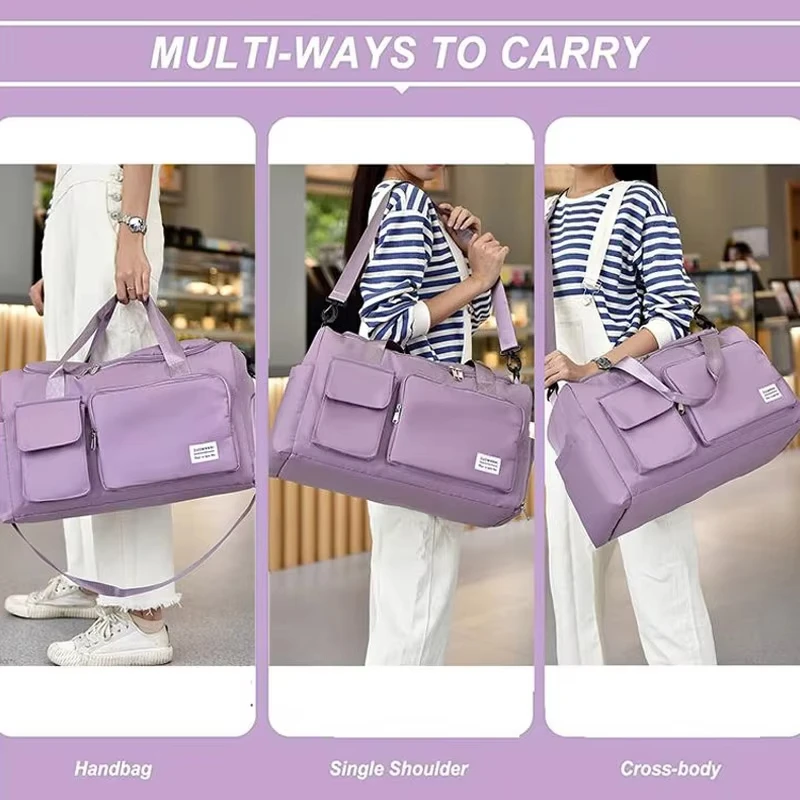 Women's Weekender Tote Bag Large Capacity With Shoe Compartment Waterproof Durable Carry-On for Gym to Leisure Short Trip Travel