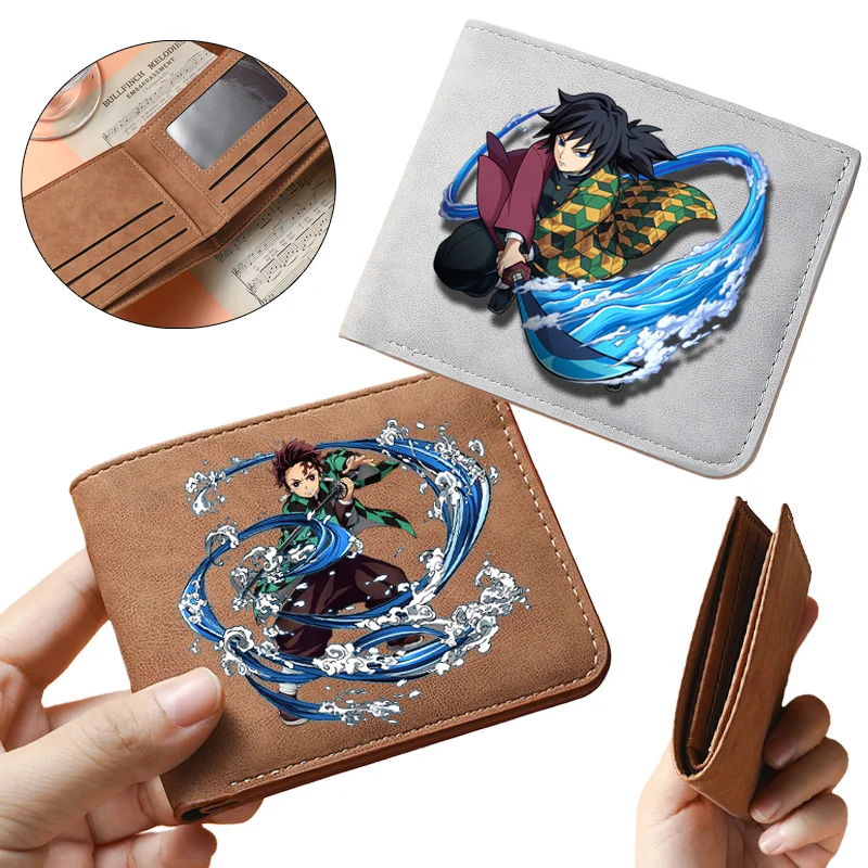 

Модный кошелек-монетница Demon Slayer для мужчин и женщин, короткий складной кошелек, портативный кошелек для студентов с мультяшным дизайном, сумка для хранения денег, держатель для карт