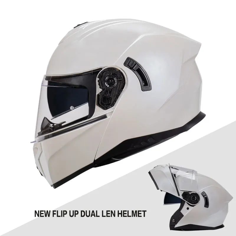 

Low Profit White Motorcycle Flip Up Helmet With Double Visor Motocross Full Face Helmet Racing Helmet Cascos Para Moto DOT ECE