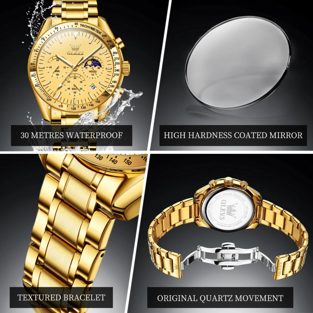 OLEVS 3618 mode montre à Quartz cadeau bracelet en acier inoxydable cadran rond montre-bracelet calendrier lumineux petite seconde