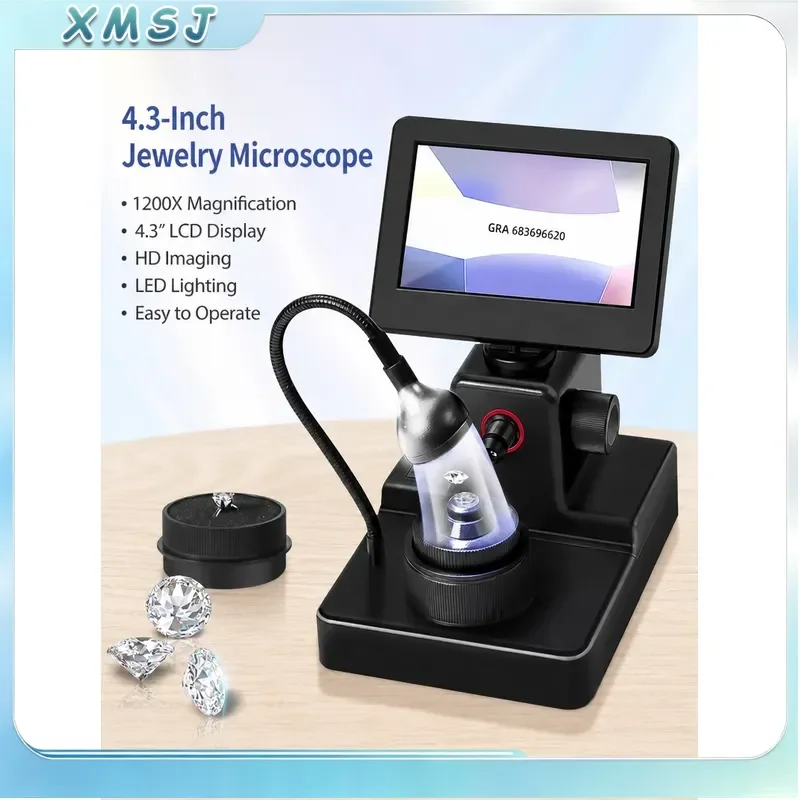 4.3 Inch HD LCD Digital Microscope for Jewelry Inspection LED Fill Light GIA Inscription Viewer High Definition