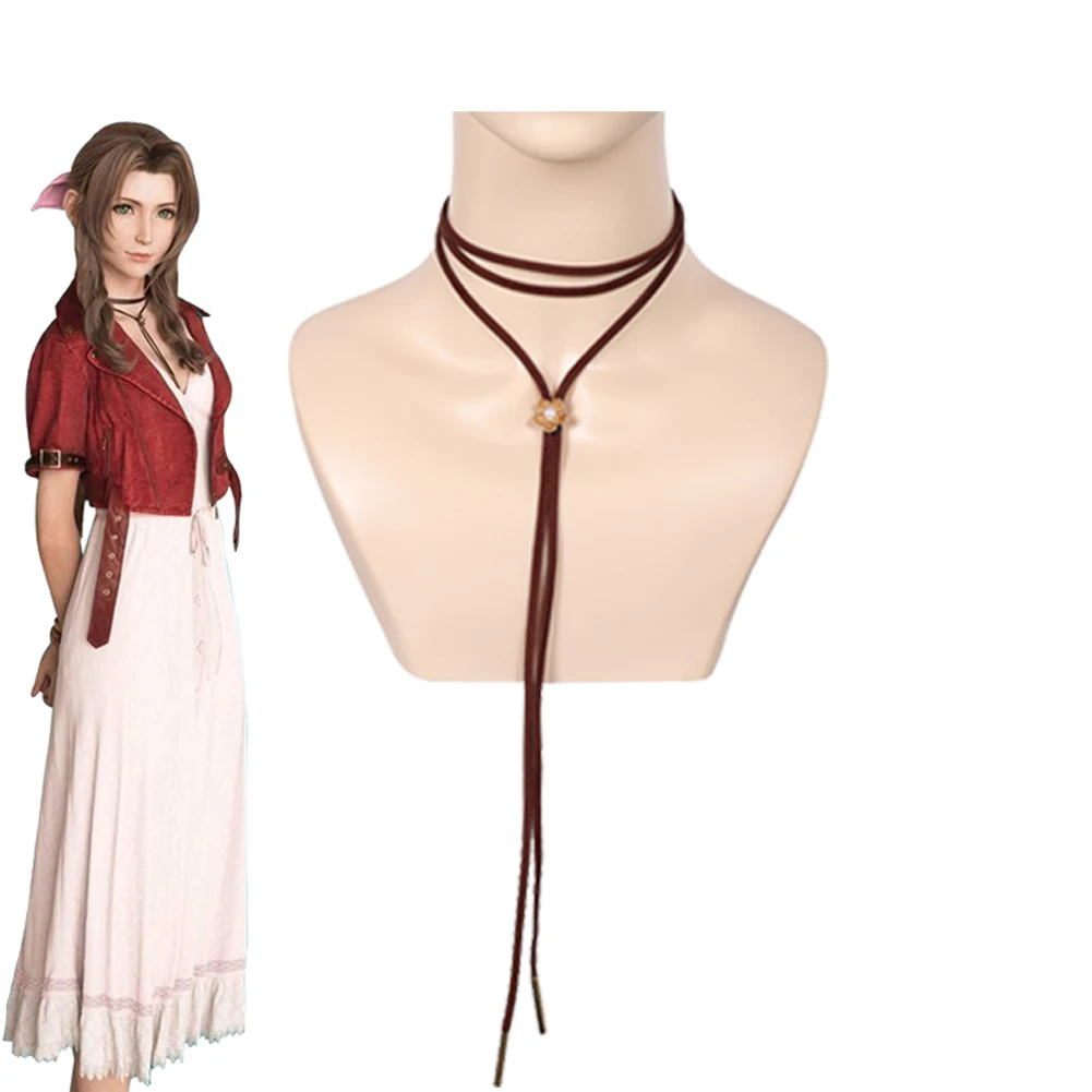 Aerith Cosplay Final Fantasy VII Cosplay Costume Disguise For Women Adult Jacket Dress Necklace Wig Halloween Carnival Suit