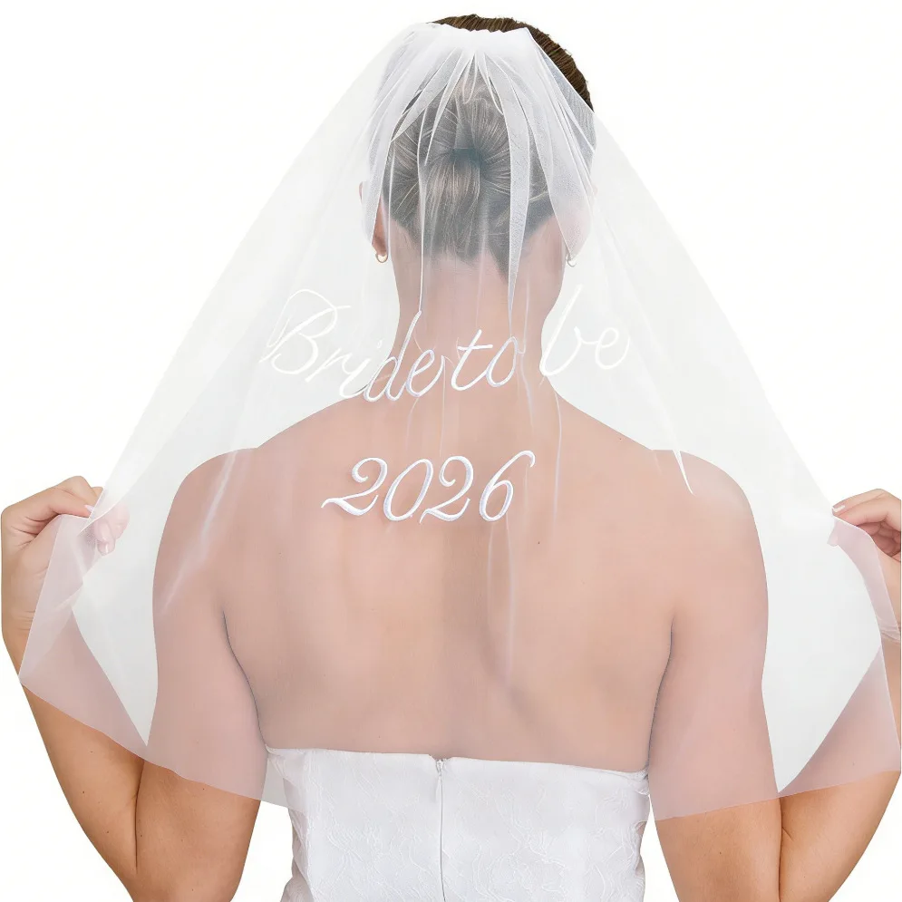 Bride to be 2026 Double Ultra Soft Veil Wedding Party Photo Props Headgear