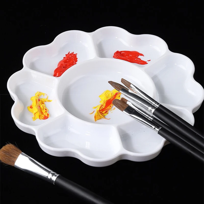 Paleta de colores de porcelana de imitación engrosada, paleta de pigmentos blancos de flor de ciruelo, paleta de colores de arte de pétalos