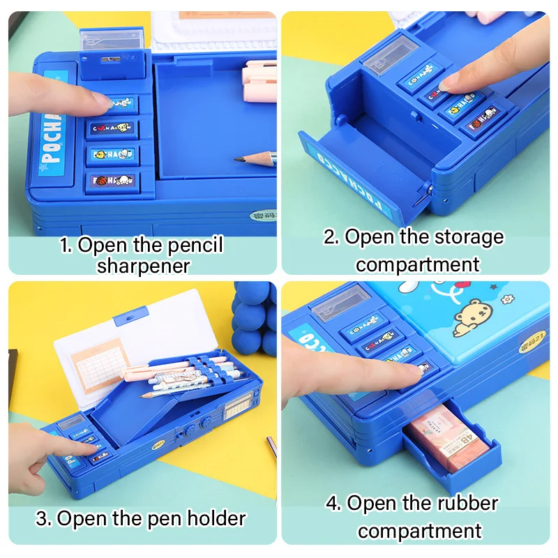 Dog Multi-Functional Pencil Case Girl's Code Lock Automatic Pencil Case Organ Children's Pencil Case Primary School Students