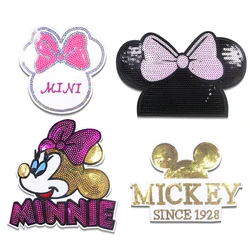 Disney Mickey Minnie Mouse Shiny Icon Embroidery Applique Sew up Patches For Clothing DIY Iron on the stickers