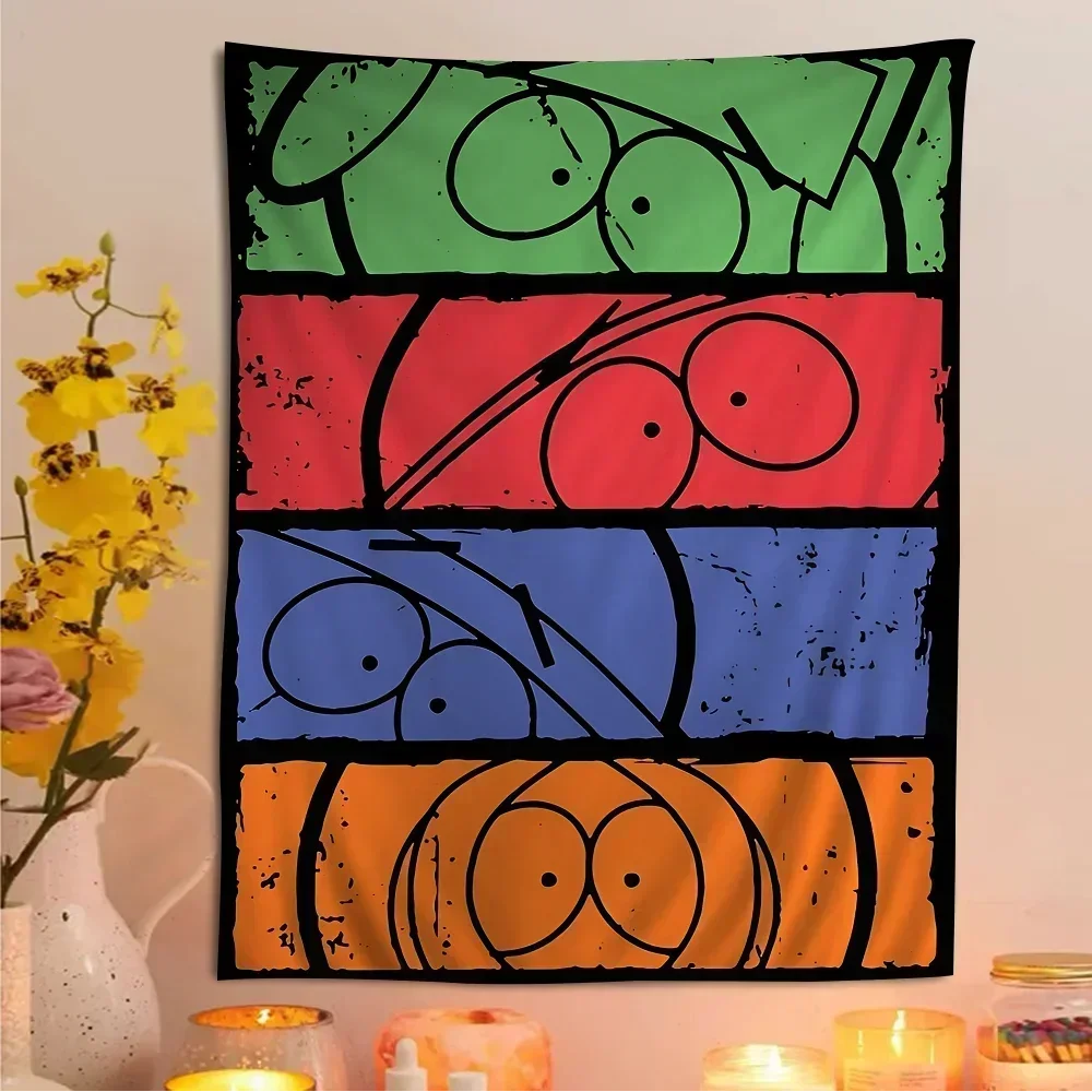 Cartoon-SouthparkS Self-adhesive Anime Tapestry Indian Buddha Wall Decoration Witchcraft Bohemian Hippie Wall Hanging Sheets