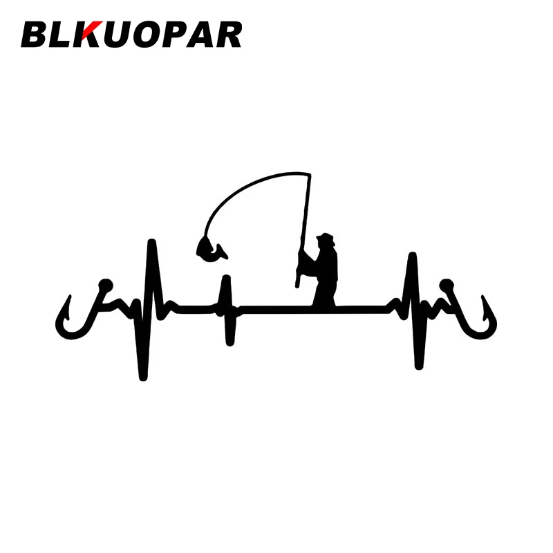 BLKUOPAR Fly Fishing Heartbeat Lifeline Car Sticker Funny Fashionable Creative Decal Original Sunscreen Bumper Car Accessories