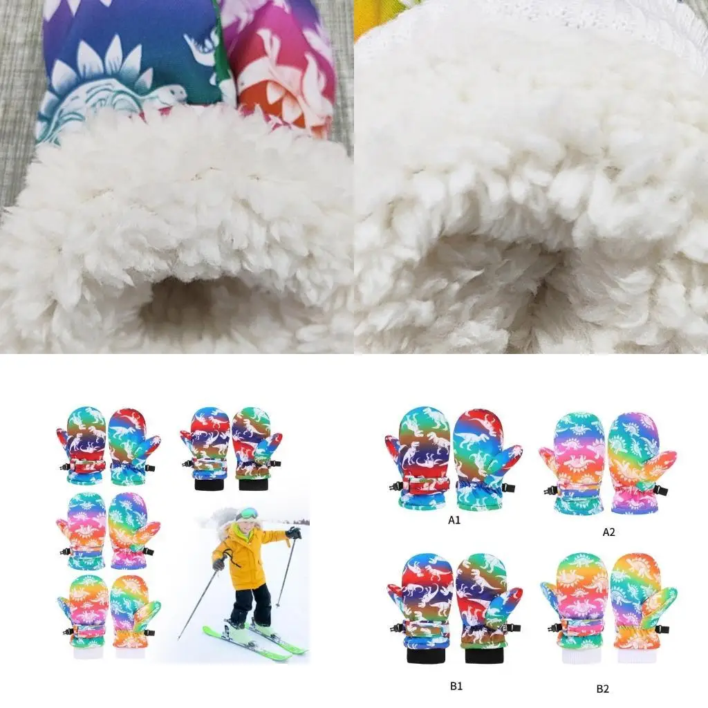

U13F Upgrades Child Friendly Warm Ski Gloves Animal Pattern Kids Winter Warm Gloves
