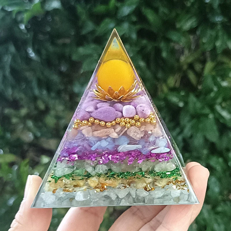 Crystal Gravel Pyramid Ornament Home Resin Epoxy Craft Office Decoration Gift