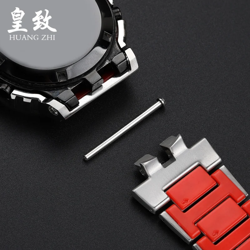 Ремешок для часов из нержавеющей стали для Casio, маленький серебристый ремешок для часов 3459, модифицированный ремешок для часов с Красной нижней частью, Аксессуары для браслета