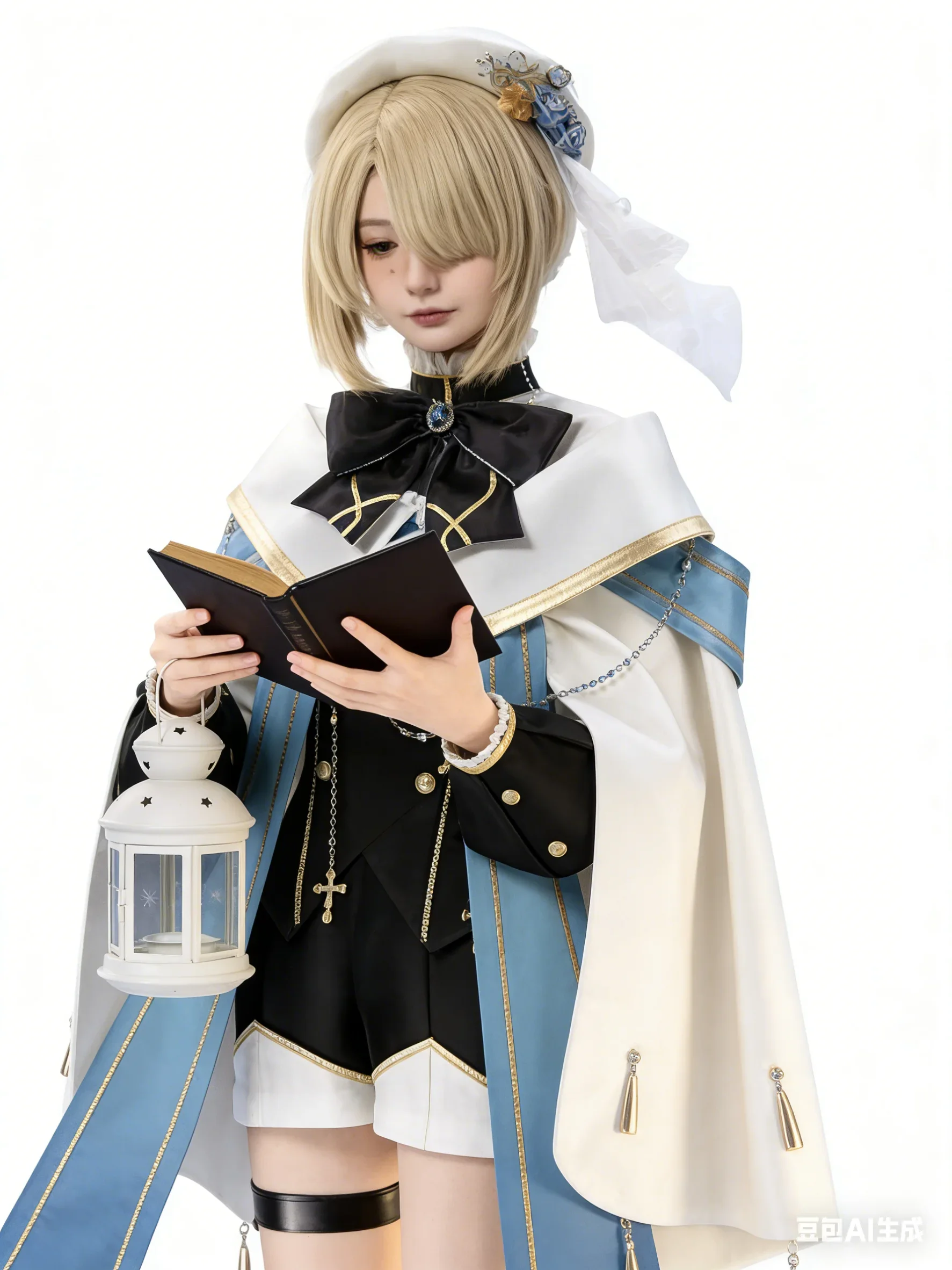 Freminet Genshin Impact Anime Game Cosplay Costume Wig Pure White Melody Party Role-playing Costumes Have Been Matched with Wigs view 5