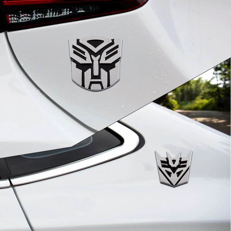 Transformers ภาพยนตร์ 3D สติ๊กเกอร์รถ Autobots Decepticons โลโก้ Badge ส่วนบุคคลโลหะสติกเกอร์รถอุปกรณ์ตกแต่งของขวัญ