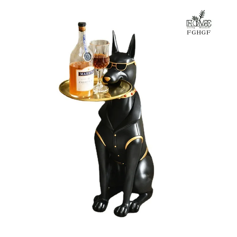 

Doberman floor-standing tray dog ornaments home living room TV cabinet sofa store decorative resin crafts