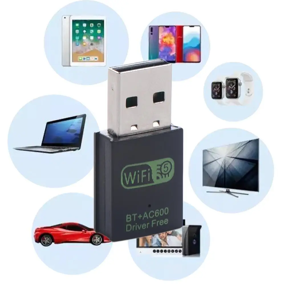 

Wifi Network Adapter BT+AC600 WLAN Dongle Network Card 600M WLAN Dongle WiFi Receiver Free Driver WiFi Receiver