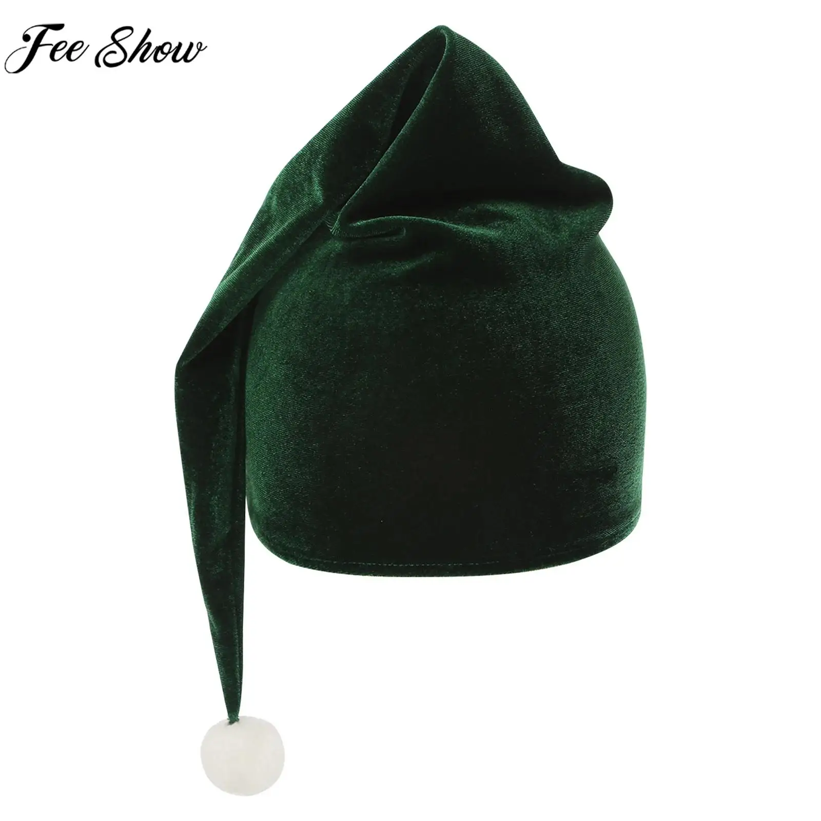 

Женский Рождественский Эльф, аксессуар для косплея, белый помпон, бархатная зеленая шляпа, Рождество, Хэллоуин, тематическая вечеринка, карнавал, костюм Санта-Эльфа, реквизит