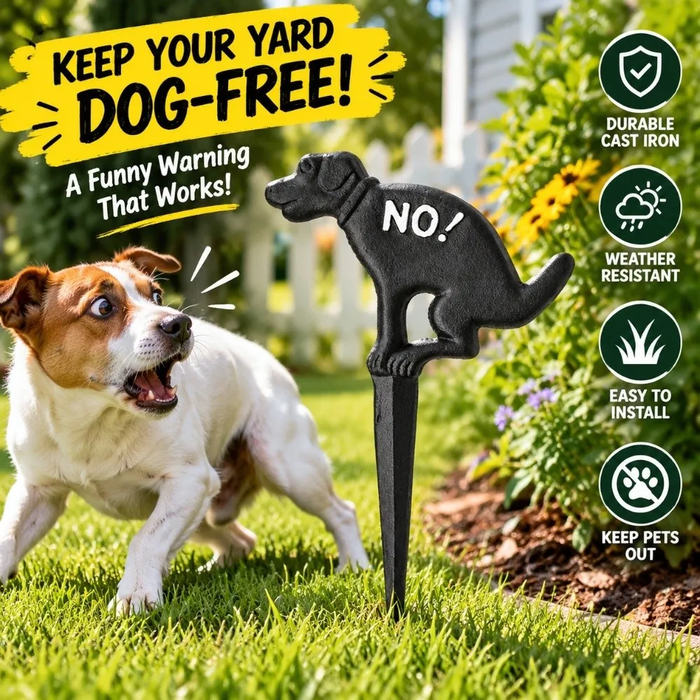 Black No Pooping Yard Sign Cast Iron Decorative Puppy Ground Insert Sign Warning Garden Decoration Dog Lawn Sign Four Seasons