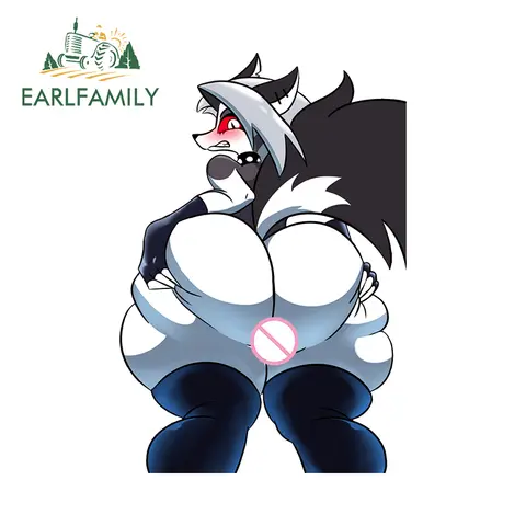 EARLFAMILY 13cm x 8.9cm Loona Furry Stickers Helluva Boss Anime Ass Sex NSFW Butt Fox Tail Decal Sunscreen Waifu Graphics