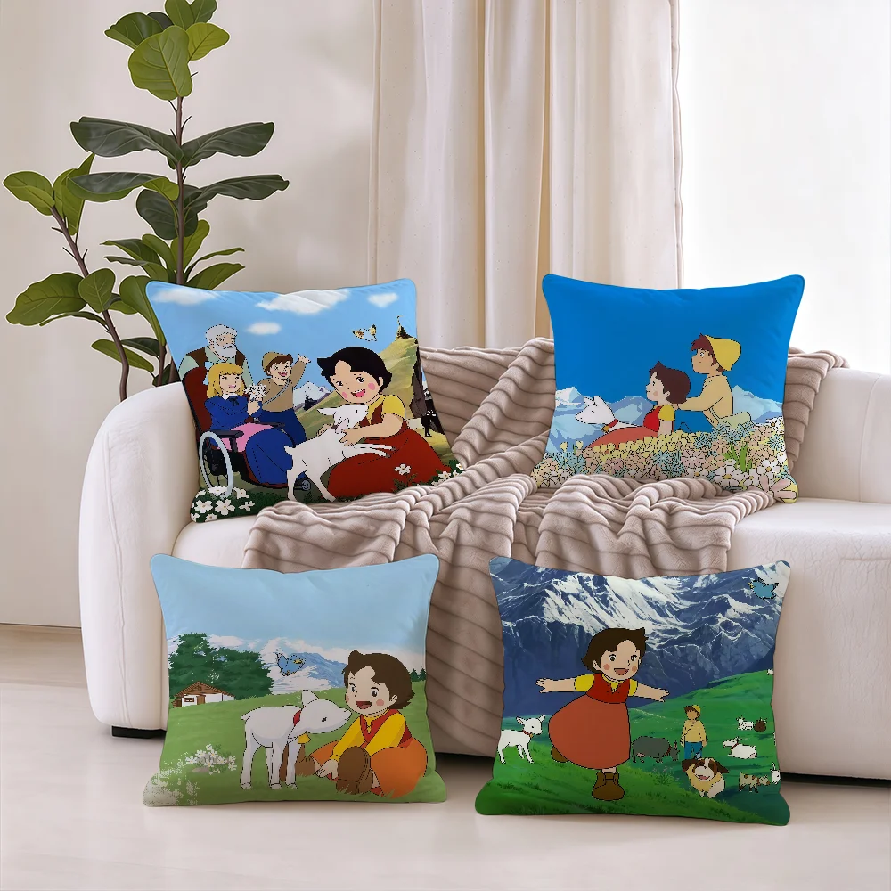 Heidi Peter And Grandpa Alps cushion cover Pillowcases Square Office Bedroom Headboard Sofa Living Room Backrest Cushions