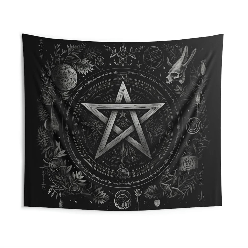 Alchemical Pentagram Wall Tapestry,Occult Aesthetic, Witch Wall Art, Altar Cloth, Meditation Room and Yoga Studio Decoration