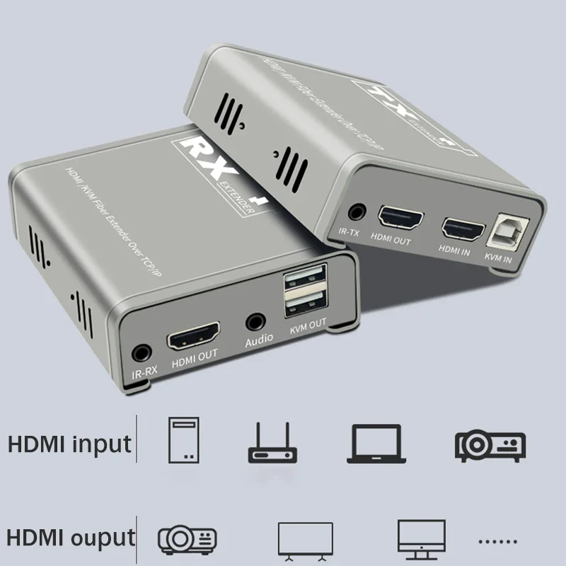 Przedłużacz światłowodowy 20Km HDMI KVM nad kablem światłowodowym SC 1080P HDMI USB transmisja wzmacniacza światłowodowego obsługuje USB klawiatura