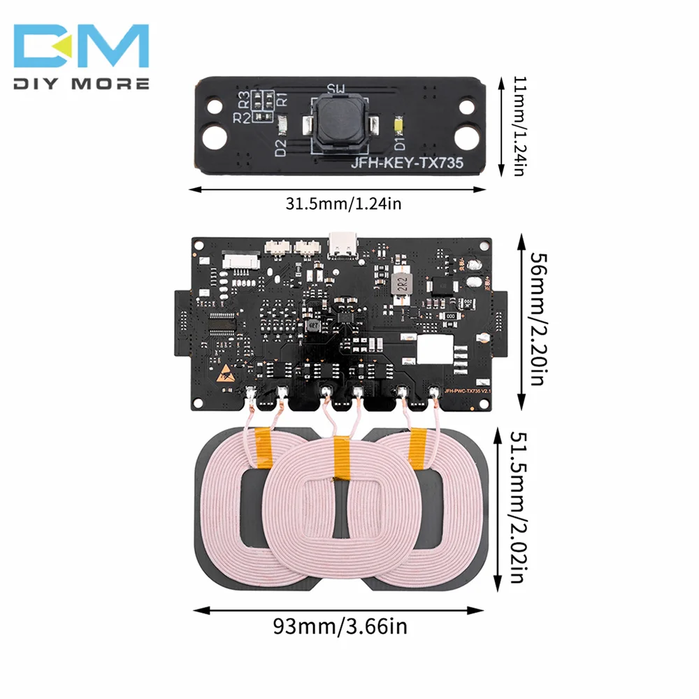 20W 9-32V Standard Wireless Charger Transmitter Module Multi-Level Protection Universal Micro Interface Wireless Charger Parts