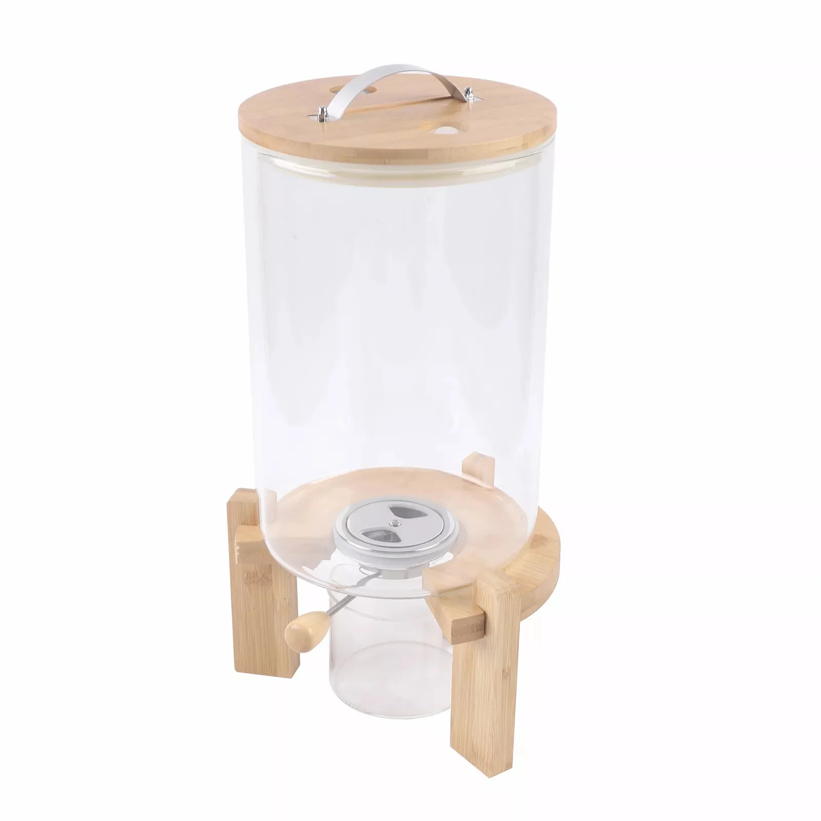 

7.5L Mixed Grain Storage Jar with Whole Round Base + Valve + Cup Rice Dispenser Sealed Storage Box with Cup for Dry Grain Kitche