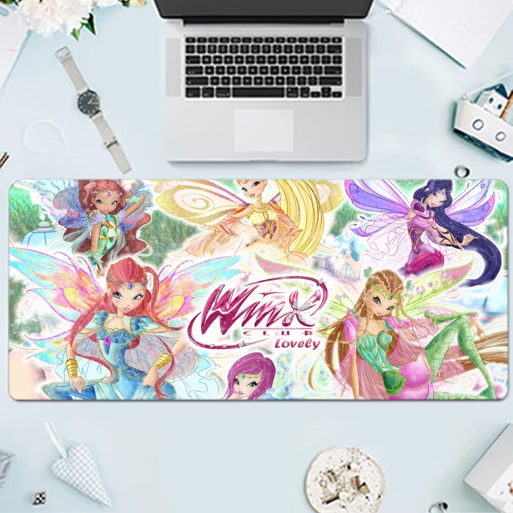 W-Winx แผ่นรองเม้าส์ลายการ์ตูนคลับแผ่นรองเมาส์และคีย์บอร์ดคอมพิวเตอร์สำหรับนักเล่นเกมขนาดใหญ่